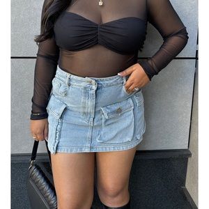 NWT Denim Cargo Mini Skirt